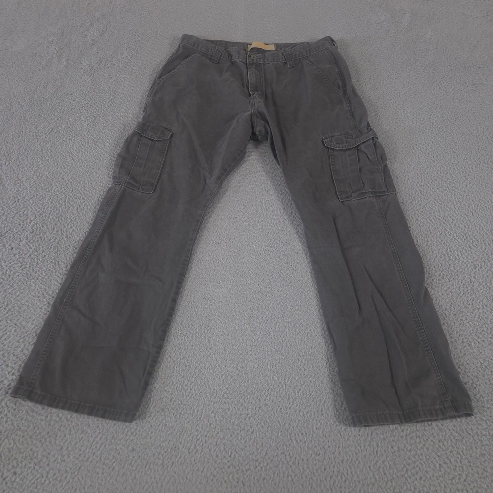 VINTAGE Wrangler Pants‎ Mens 35x30 Gray Straight Leg Twill Cargo Utility Y2K
